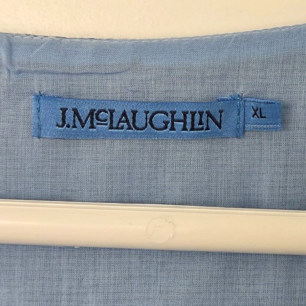 J. McLaughl Lined Linen Dress Women XL Vacation Resort Blue Beach Vacation - Picture 2 of 4